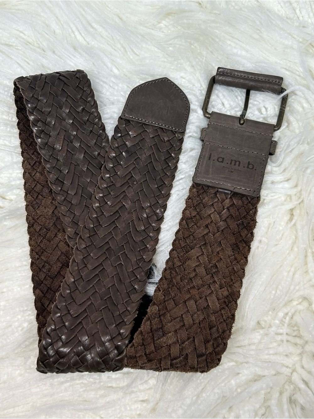 L.A.M.B. Designer 💯 Leather Braided Belt🤎🔥